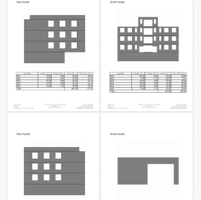 Beispiel für automatische Flächenberechnung, Fassaden